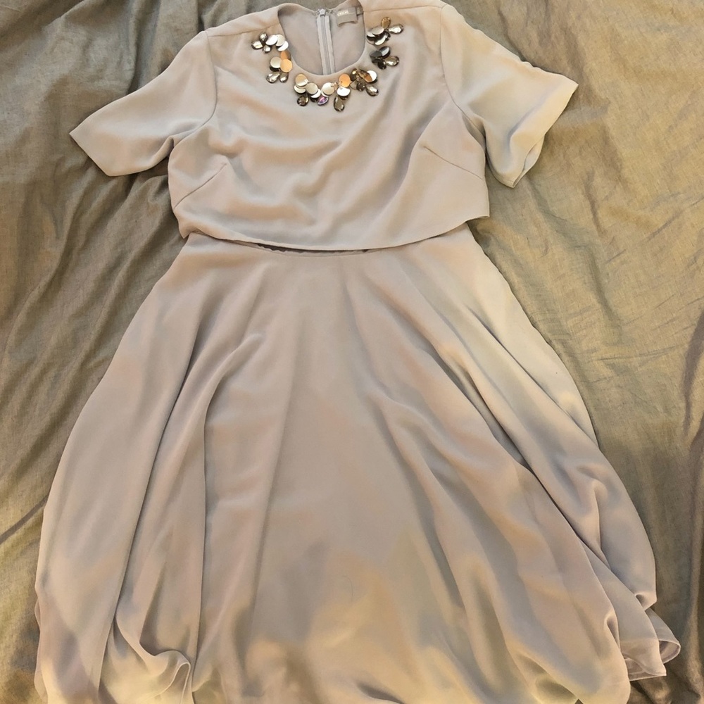 Embellished Crop Top Midi Skater Dress